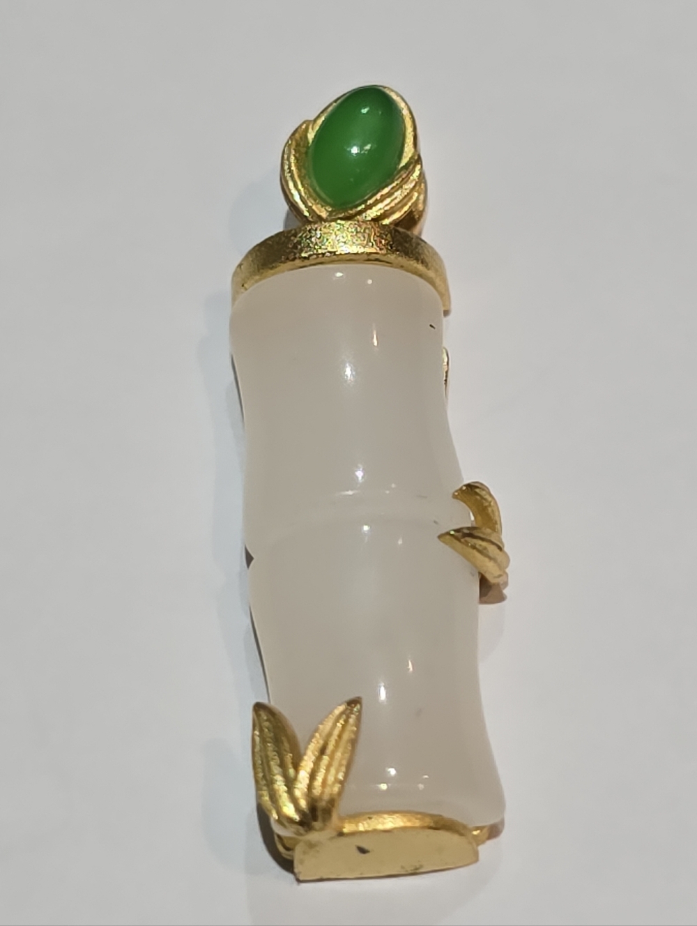 White Jade Bamboo Pendant Necklace 925 Silver Chalcedony Natural Jewelry